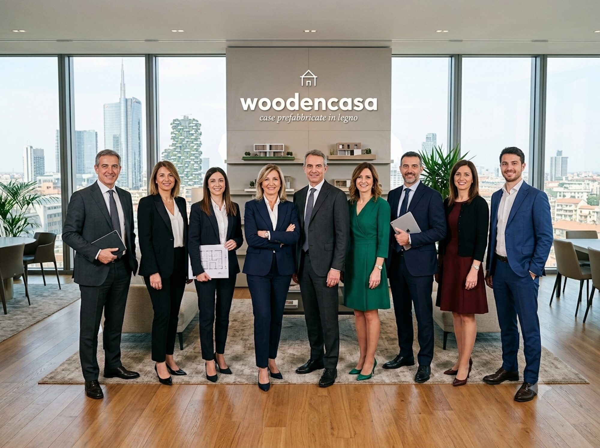Il team WoodenCasa nella sede di Milano